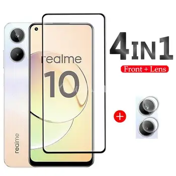 Для Realme 10 Стеклянная Защитная пленка для экрана Realme 10 Закаленное Стекло С Полным Клеевым Объективом Пленка Для Камеры Realme 10 Pro 10S 10T Glass