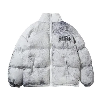 Мужская стеганая куртка-бомбер в стиле хип-хоп, Уличная одежда, куртка с граффити, Парка, Хлопковая зимняя пуховая куртка Harajuku, пальто, Верхняя одежда 2