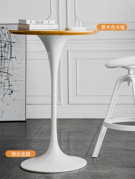 Настольный современный домашний высокий стол из кованого железа, простой креативный стол для кафе из цельного дерева, высокий стол 0