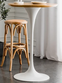 Настольный современный домашний высокий стол из кованого железа, простой креативный стол для кафе из цельного дерева, высокий стол 1