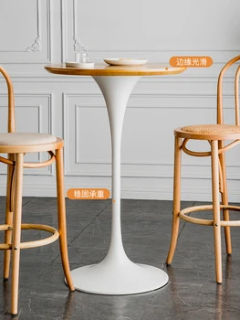 Настольный современный домашний высокий стол из кованого железа, простой креативный стол для кафе из цельного дерева, высокий стол 2