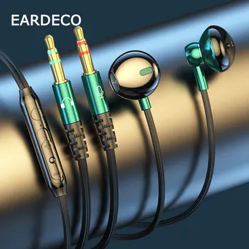 Проводные наушники EARDECO с кабелем, шумоподавляющие наушники, спортивные наушники с басами Hi-Fi, Стереомузыкальные заушники, наушники для компьютера 3,5 мм
