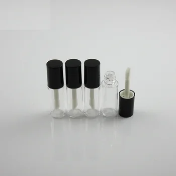 Тюбик блеска для губ объемом 3 мл, прозрачный пустой косметический контейнер многоразового использования с черной крышкой, контейнер для упаковки блеска для губ 