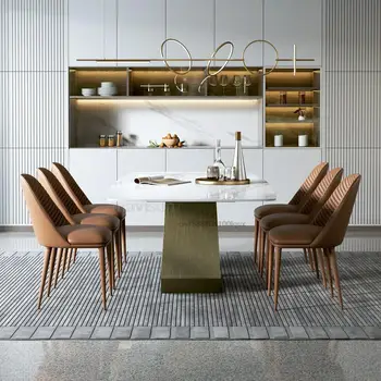 Роскошный Домашний Обеденный стол для гостиной Для большой квартиры, ресторан, Каменная плита, Кухонный стол для дома, Современная итальянская мебель 1