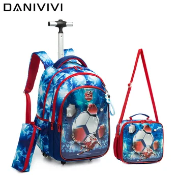 17-дюймовый школьный рюкзак на колесиках для мальчиков, школьный рюкзак на колесиках для школы, сумка на колесиках для детских школьных тележек