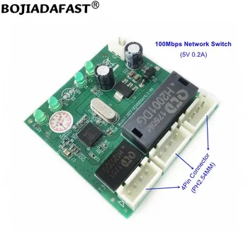 100 Мбит/с 3 порта 4-контактный разъем (PH2.54MM) Сетевой коммутатор локальной сети Ethernet неуправляемый (0.2A DC 5V)