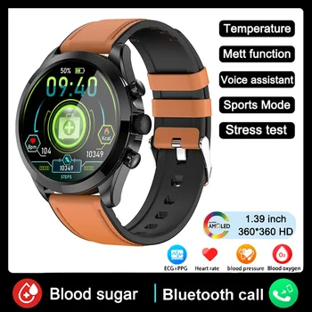 Неинвазивные Смарт-часы с уровнем глюкозы в крови, Мужские Голосовые ассистенты с Искусственным Интеллектом, ЭКГ, Монитор артериального давления, пульса, Спортивные часы для мужчин
