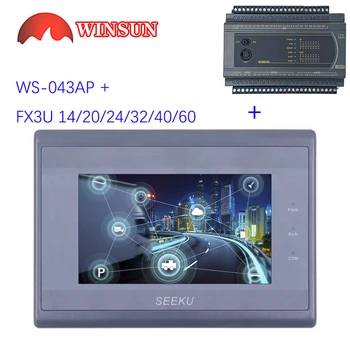 SeekU 4,3-дюймовый HMI WS-043AP с аналоговым входом ПЛК FX3U 14/20/24/32/40/44/60 MR/MT 0-20 мА с кабелем в комплекте