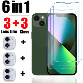 защитное стекло 6в1 для iPhone 14 13 12 11 Pro Max Mini Пленка для Объектива камеры iPhone X XR Xs Max SE 2020 7 8 6 6S 14 Plus Glass
