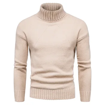 Базовые мужские свитера, однотонный вязаный мужской пуловер с круглым вырезом и длинным рукавом, Зимние Модные Новые Теплые свитера для мужчин 0