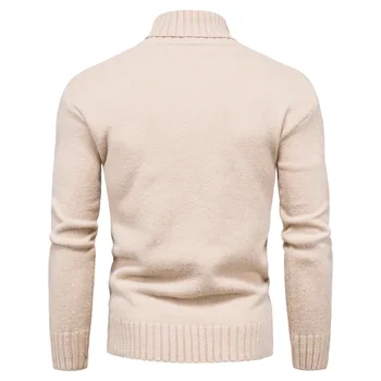 Базовые мужские свитера, однотонный вязаный мужской пуловер с круглым вырезом и длинным рукавом, Зимние Модные Новые Теплые свитера для мужчин 2