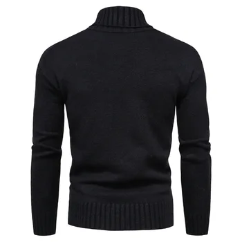 Базовые мужские свитера, однотонный вязаный мужской пуловер с круглым вырезом и длинным рукавом, Зимние Модные Новые Теплые свитера для мужчин 3