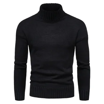 Базовые мужские свитера, однотонный вязаный мужской пуловер с круглым вырезом и длинным рукавом, Зимние Модные Новые Теплые свитера для мужчин 4