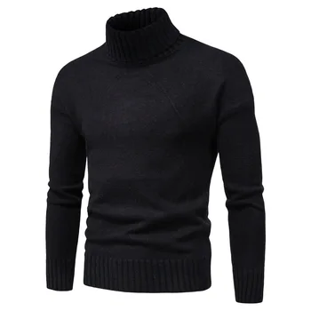Базовые мужские свитера, однотонный вязаный мужской пуловер с круглым вырезом и длинным рукавом, Зимние Модные Новые Теплые свитера для мужчин 5