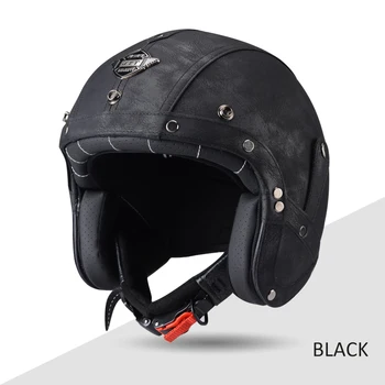 Классический шлем с открытым лицом KEAZ, ретро Мотоциклетные шлемы 3/4 с полями, моторный шлем в немецком стиле Four Seasons DOT 0