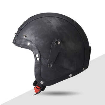 Классический шлем с открытым лицом KEAZ, ретро Мотоциклетные шлемы 3/4 с полями, моторный шлем в немецком стиле Four Seasons DOT 1