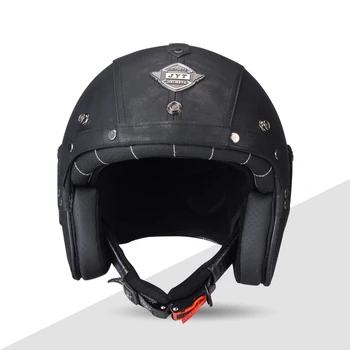 Классический шлем с открытым лицом KEAZ, ретро Мотоциклетные шлемы 3/4 с полями, моторный шлем в немецком стиле Four Seasons DOT 2