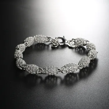 Серебро 925 пробы, милый, красивый, элегантный свадебный женский браслет-цепочка, высокое качество, модные великолепные ювелирные изделия оптом