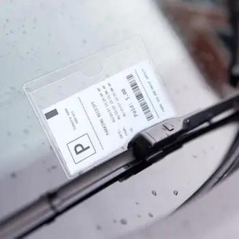 Сумка с клейкой этикеткой, самоклеящееся Разрешение на парковку на лобовом стекле, прозрачная сумка для карточек, обложка для пластиковых карт, наклейка на автомобиль Оптом 1
