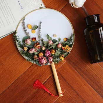 Бионический цветок ручной работы в китайском древнем стиле, Круглый веер, сделанный своими руками, Сохраненный Цветок, Реквизит для фотосъемки, Украшение дома