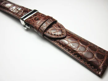 Ремешки для часов из натуральной крокодиловой кожи ручной работы 18 19 20 21 22 мм, темно-коричневый ремешок для наручных часов с пряжкой-бабочкой, ремень для фирменного ремешка