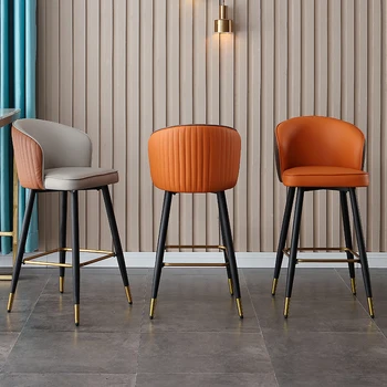 Роскошный металлический барный стул в скандинавском стиле, высокие стулья в современной европейской гостиной, переносной дизайн, Кухонные табуреты для бара, гостиничная мебель 0