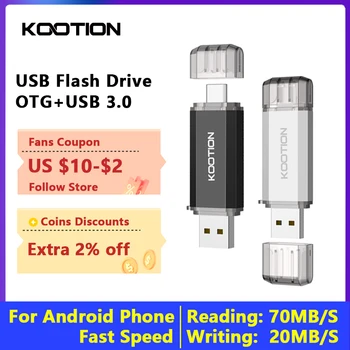 KOOTION U650 OTG USB Флэш-накопитель 3,0 Type C Флеш-накопитель 256 ГБ 128 ГБ 64 ГБ 32 ГБ 16 ГБ USB-накопитель 3,0 Флешка для устройства Type-C Телефон 0