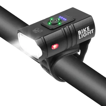Новый велосипедный фонарь 2T6 с сильным освещением, зарядка через USB, встроенный индикатор уровня заряда батареи, передний фонарь для велосипеда, ходовой фонарь 5