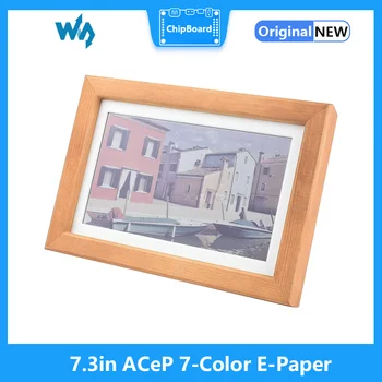 7-цветная электронная бумага ACeP размером 7,3 дюйма с фоторамкой из цельного дерева, сверхдлинный режим ожидания, 800x480, высококачественная рамка из цельного дерева и белая кромка 0