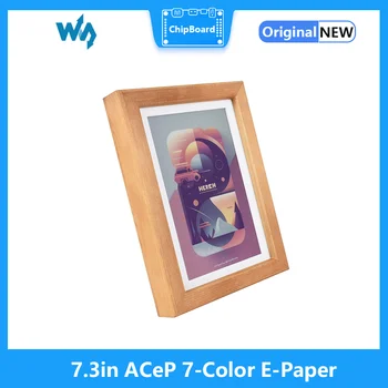 7-цветная электронная бумага ACeP размером 7,3 дюйма с фоторамкой из цельного дерева, сверхдлинный режим ожидания, 800x480, высококачественная рамка из цельного дерева и белая кромка 2