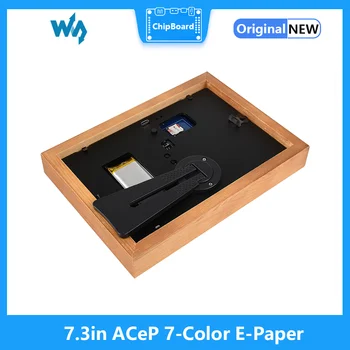 7-цветная электронная бумага ACeP размером 7,3 дюйма с фоторамкой из цельного дерева, сверхдлинный режим ожидания, 800x480, высококачественная рамка из цельного дерева и белая кромка 3