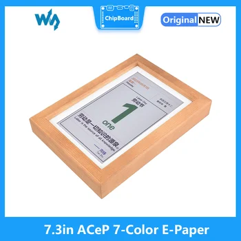 7-цветная электронная бумага ACeP размером 7,3 дюйма с фоторамкой из цельного дерева, сверхдлинный режим ожидания, 800x480, высококачественная рамка из цельного дерева и белая кромка 4