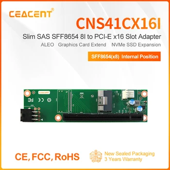 Дополнительный разъем CNS41CX16I PCIe для расширения, Однопортовая внутренняя плата SlimSAS SFF8654 (x8) для подключения к плате Riser Card со слотом PCIe x16 0