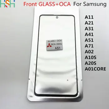Для Samsung Galaxy A31 A41 A51 A71 A01 A11 A21 A01CORE A21S A10S A20S СТЕКЛО + OCA ЖК-дисплей Передняя Внешняя Линза Замена Сенсорного экрана