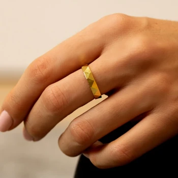кольцо с граненой лентой 3 мм из стерлингового серебра S925 пробы Изысканные кольца Минималистичные кольца Кольца для мужчин Кольца для женщин Минималистичные ювелирные изделия 2