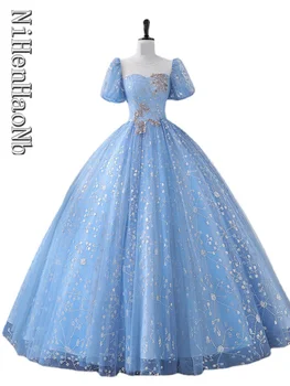 Классические Синие Бальные платья 2023, Новое тюлевое бальное платье, Милые Элегантные бальные платья длиной до пола