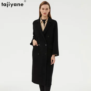 Женские пальто Tajiyane Purecolor из 90% шерсти 2023, Осенне-зимняя двусторонняя кашемировая куртка, женские Элегантные длинные шерстяные пальто, куртки