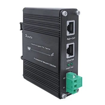 Промышленный Гигабитный Инжекторный Ethernet мощностью 95 Вт POE ++ с DIN-рейкой и настенным креплением 12-48 В постоянного тока для IP-камеры