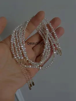 yj Сильное легкое ожерелье из натурального экстремально мелкого жемчуга, Женская цепочка на ключицу, простое ожерелье 2