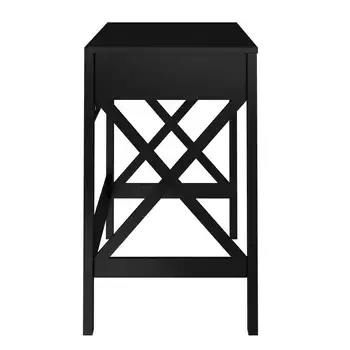 Письменный стол - Письменный стол с Х-образными ножками и выдвижным ящиком для хранения - Для домашнего офиса, спальни, компьютера или стола для рукоделия от (черный) 5