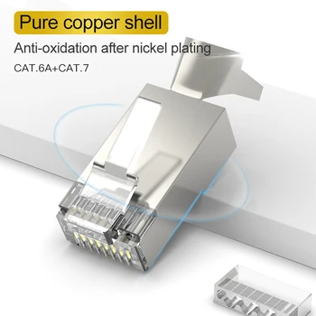 разъем xintylink rj45 штекер кабеля ethernet cat7 cat6a штекер сетевой позолоченный 50u 8P8C металлический экранированный разъем stp нагрузочная планка 1,3 мм 3