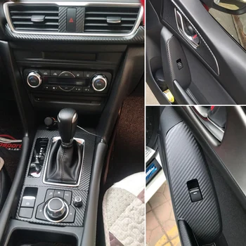 Для Mazda 3 Axela 2013-2018 Внутренняя Центральная панель управления Дверной ручкой 3D/5D Наклейки из углеродного волокна, Наклейки для стайлинга автомобилей, Аксессуары 1