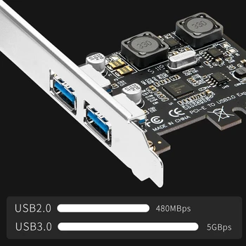 2-Портовая плата расширения USB 3.0 PCI Express (PCIe) со скоростью 5 Гбит/с, USB 3.0 Header - встроенная технология автономного питания для Windows 10 2