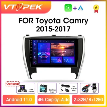 Vtopek 2din Android 11,0 Автомобильный Радиоприемник Для Toyota Camry Американской Версии V55 2015-2017 Авто Мультимедийные Плееры Навигация GPS Головное Устройство