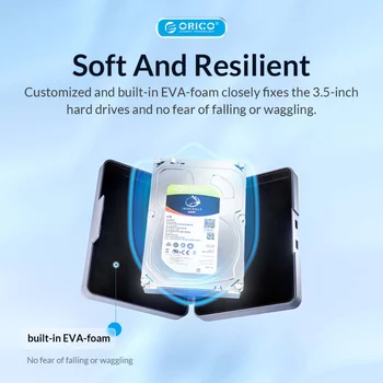 ORICO 3,5-дюймовый Ящик для защиты жесткого диска Внешний ящик для хранения жесткого диска Встроенный EVA Противоударный Защита от падения ORICO Official Store 3