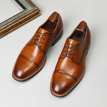 Роскошные мужские модельные туфли в британском стиле из натуральной коровьей кожи, качественная дизайнерская свадебная деловая обувь ручной работы для мужчин 2023 г.