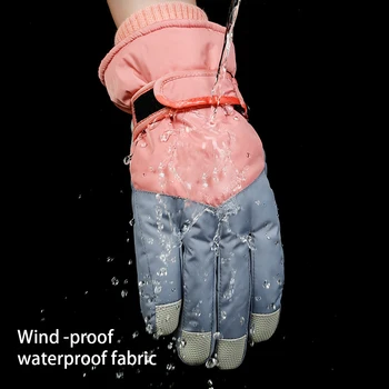1 Пара женских лыжных перчаток, Ветрозащитные перчатки, варежки с сенсорным экраном, велосипеды, согревающие руки для велоспорта, розовый, синий 4