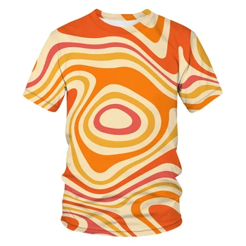 Новая футболка с 3D цветным психоделическим принтом, Мужская, женская, Детская, с круглым вырезом, Коротким рукавом, Модный Спортивный Дышащий Легкий Топ