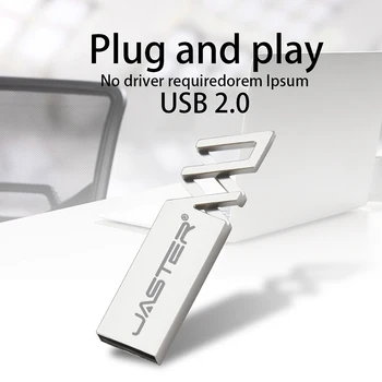 JASTER Silver Groothandel Металлический USB Флэш-накопитель Pendrive 4GB 16GB 32GB 64GB Gepersonaliseerde Флеш-накопитель Memory Stick U Диск 3