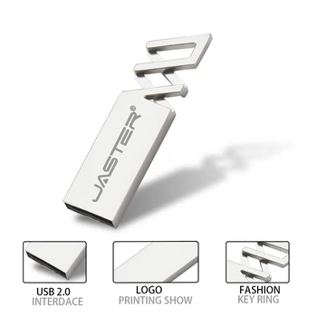 JASTER Silver Groothandel Металлический USB Флэш-накопитель Pendrive 4GB 16GB 32GB 64GB Gepersonaliseerde Флеш-накопитель Memory Stick U Диск 5